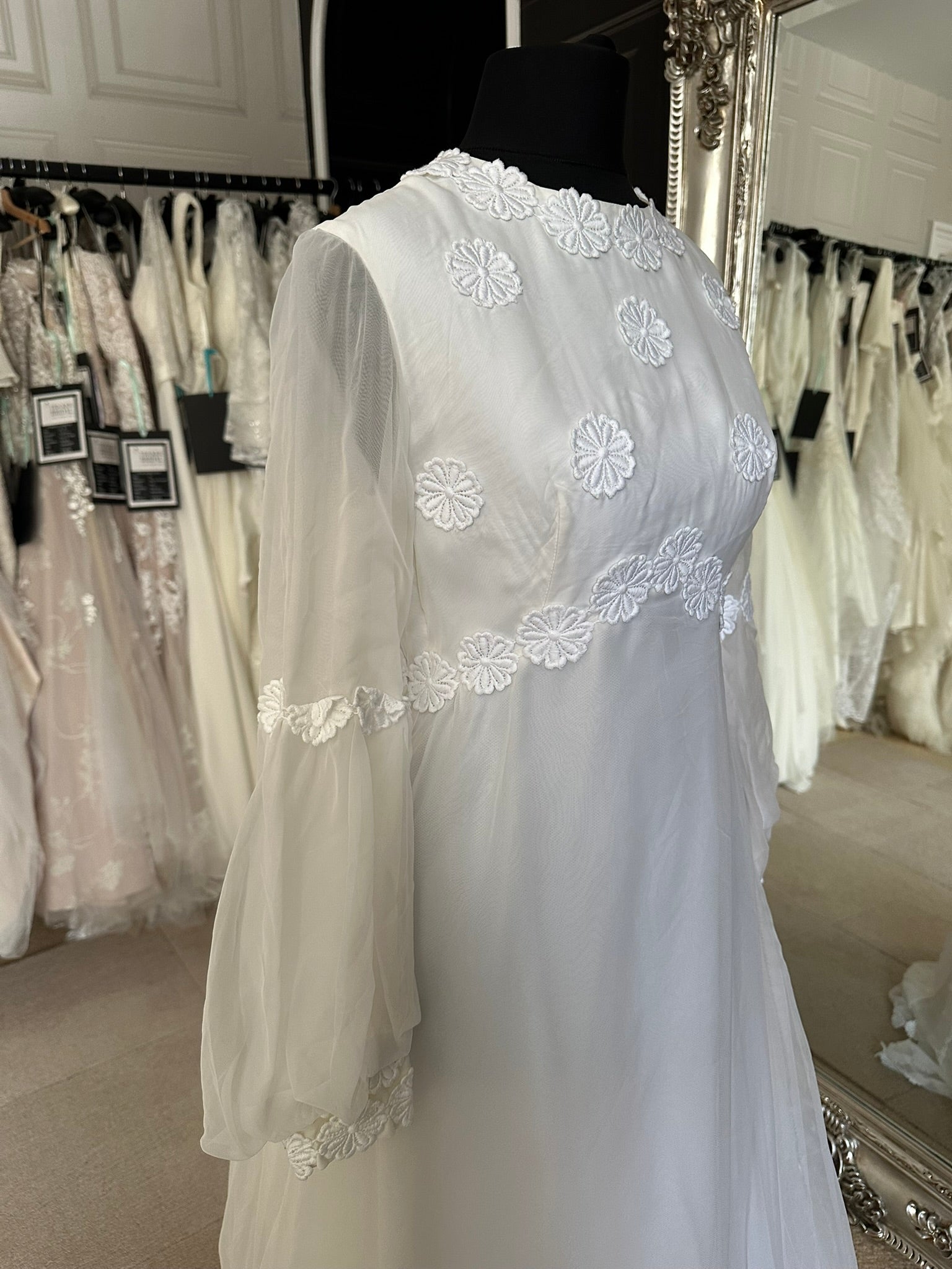 vintage 1970s wedding dress True Vintage 1970s Wedding Dress with Angel Sleeves